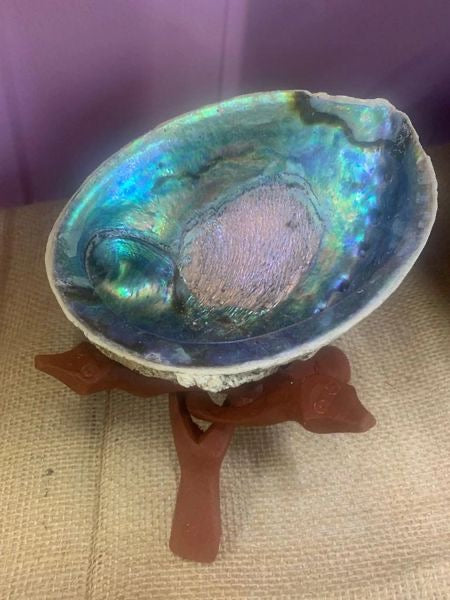 Abalone Shell & Wood Stand Sage Burner