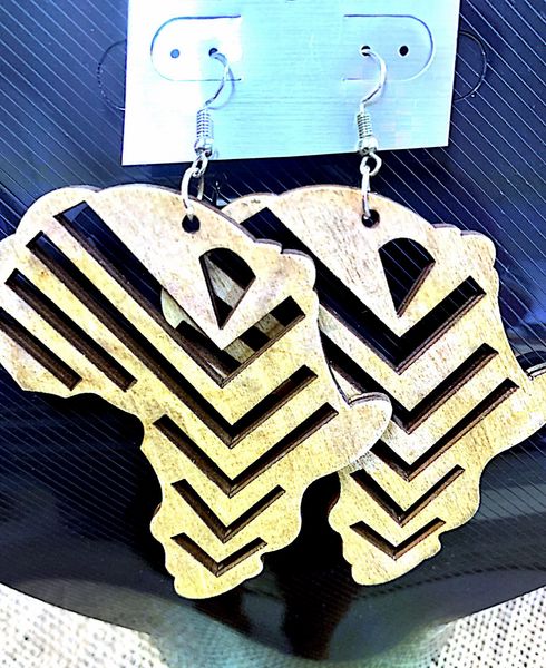 African Wood Earring