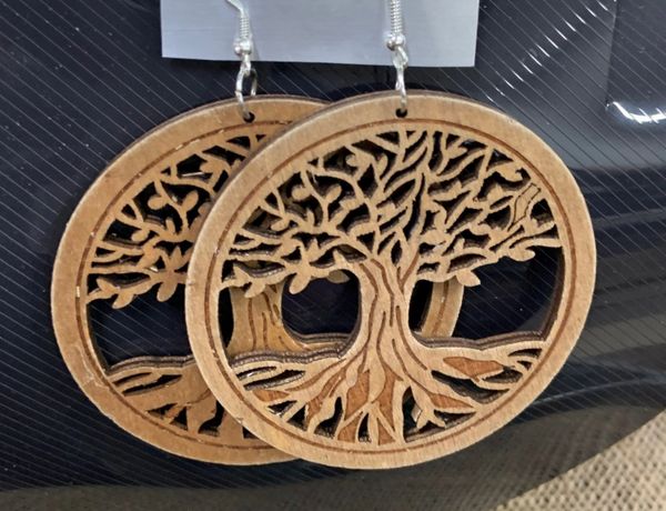 Tree Of Life Wood Earring