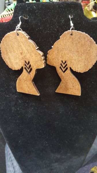 AFRO WOOD EARRING