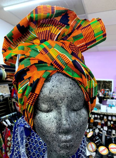 KENTE 2 AFRICAN HEAD WRAP FABRIC 2 YARDS