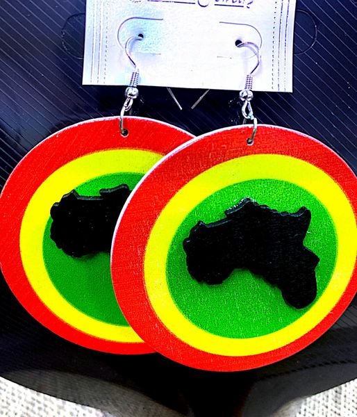 African Wood Earring