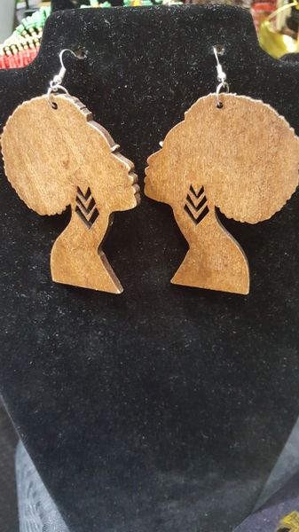 Afro Wood Earring