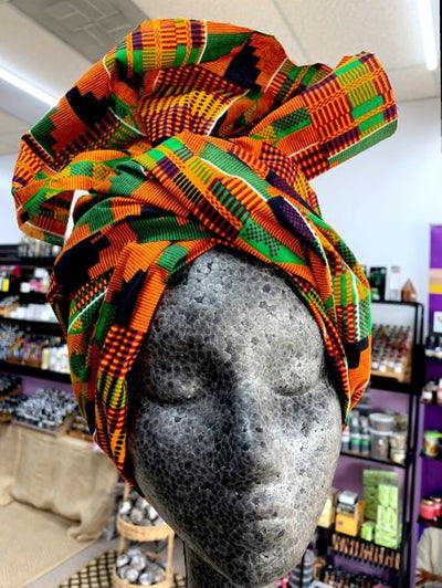 KENTE 2 AFRICAN HEAD WRAP FABRIC 2 YARDS