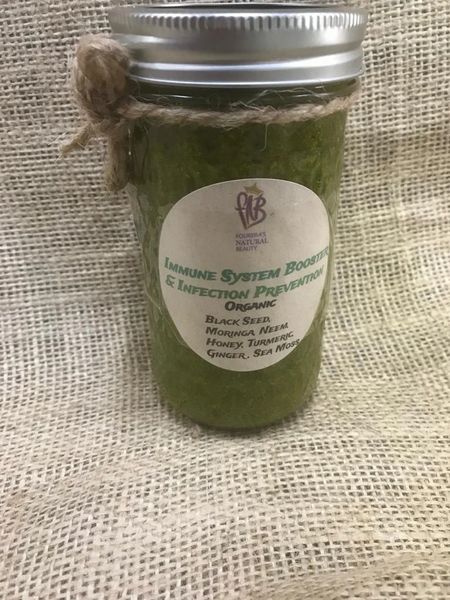 Immune System Booster & Infection Prevention. 100% Organic (Sea Moss, Black Seed, Moringa Powder, Neem, Honey, Ginger, Tumeric) 4 oz